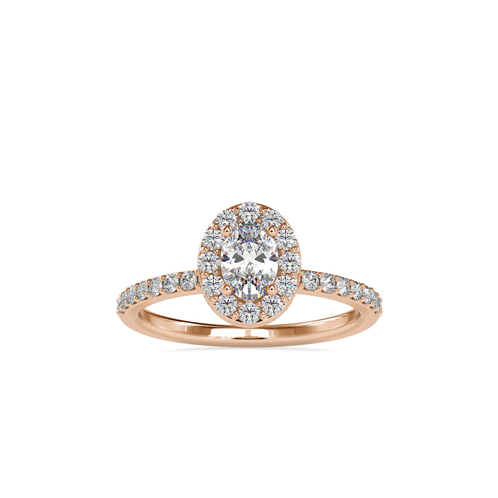 SKU: 0014 (10K) Oval Halo Engagment  Ring in Rose Gold.
