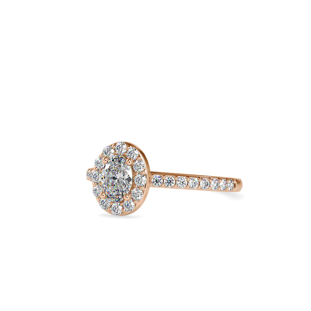 SKU: 0014 (14K) Oval Halo Engagment  Ring in Rose Gold.