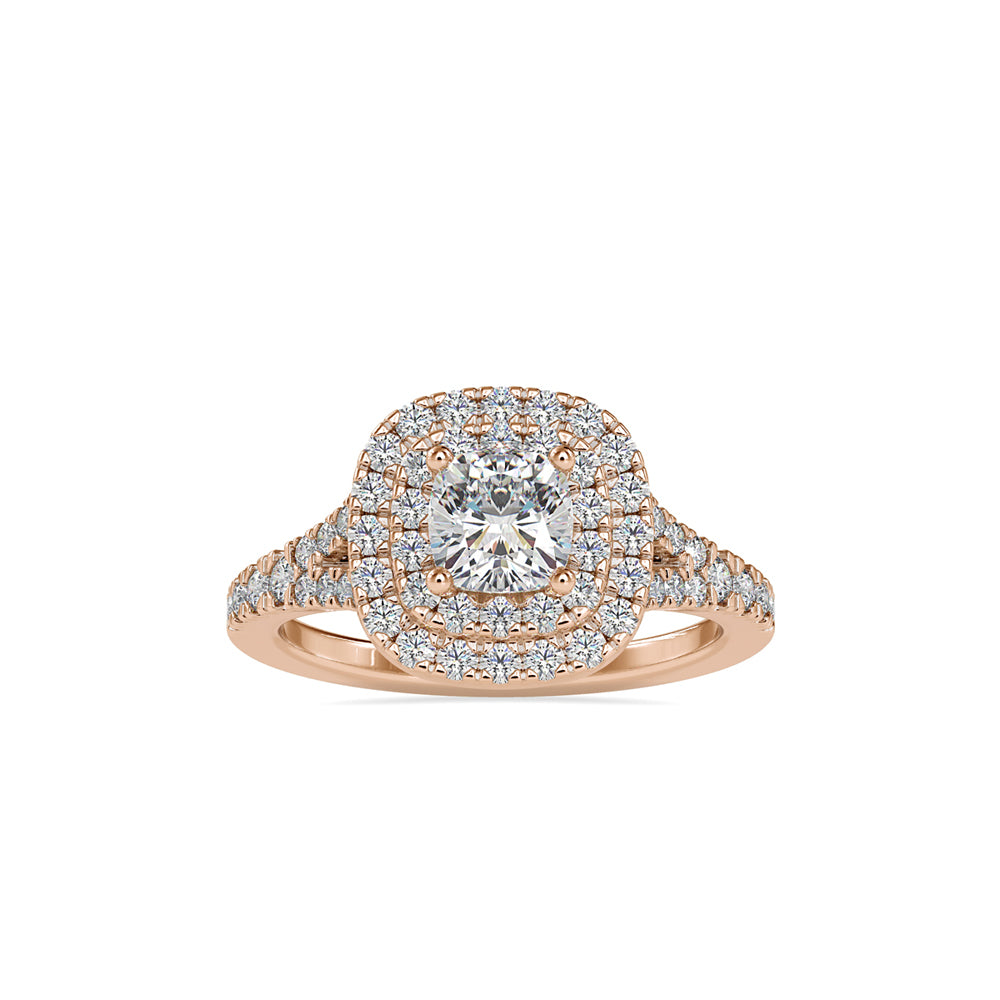 SKU: 0015 (22K) Double Halo Engagment Ring in Rose Gold.