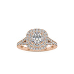 SKU: 0015 (22K) Double Halo Engagment Ring in Rose Gold.