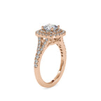 SKU: 0015 (14K) Double Halo Engagment Ring in Rose Gold.
