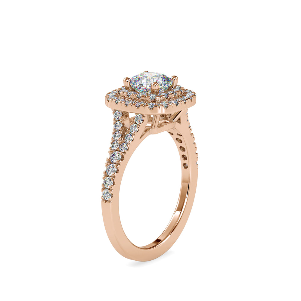 SKU: 0015 (22K) Double Halo Engagment Ring in Rose Gold.