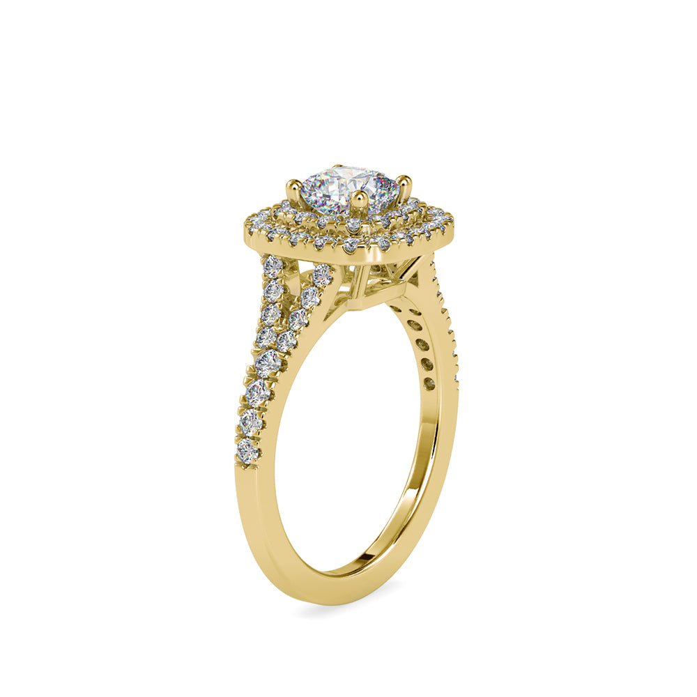 SKU: 0015 (10K) Double Halo Engagment Ring in Rose Gold.