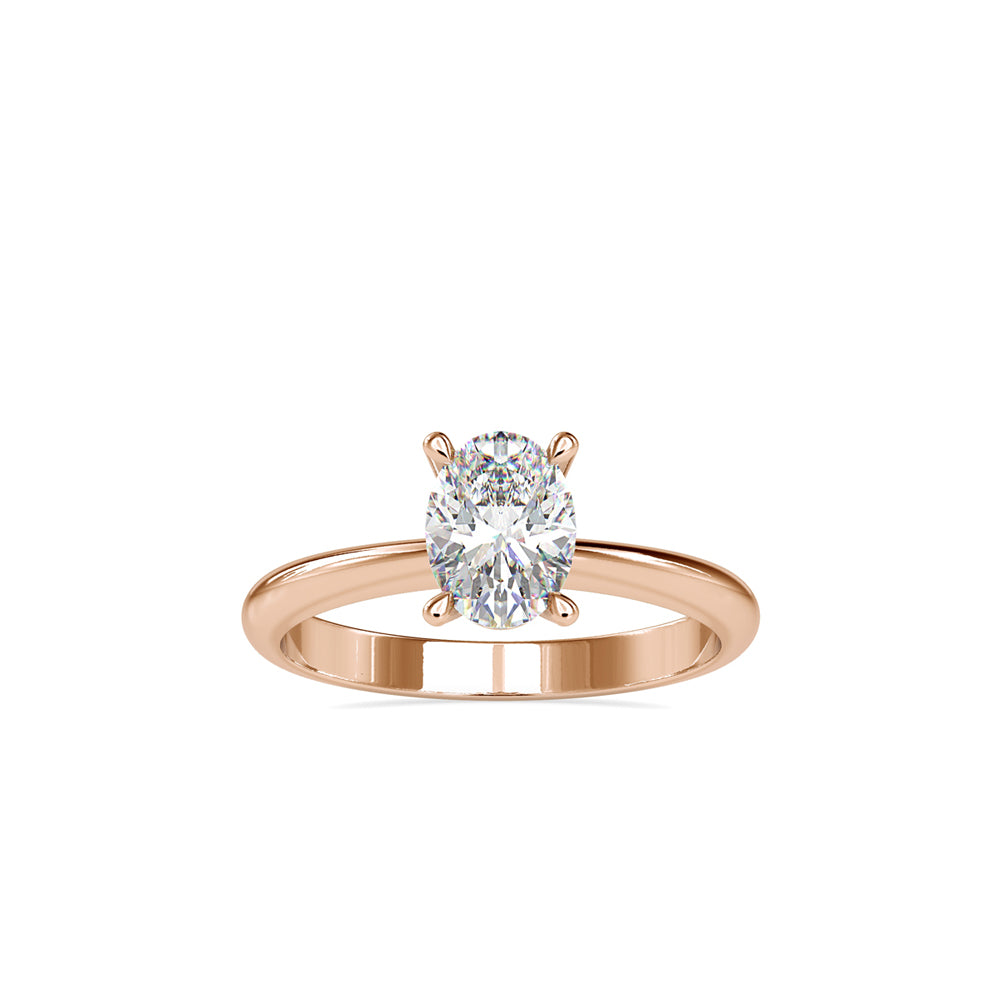 SKU: 0016 (10K) Oval Diamond Solitaire Ring in Rose Gold.
