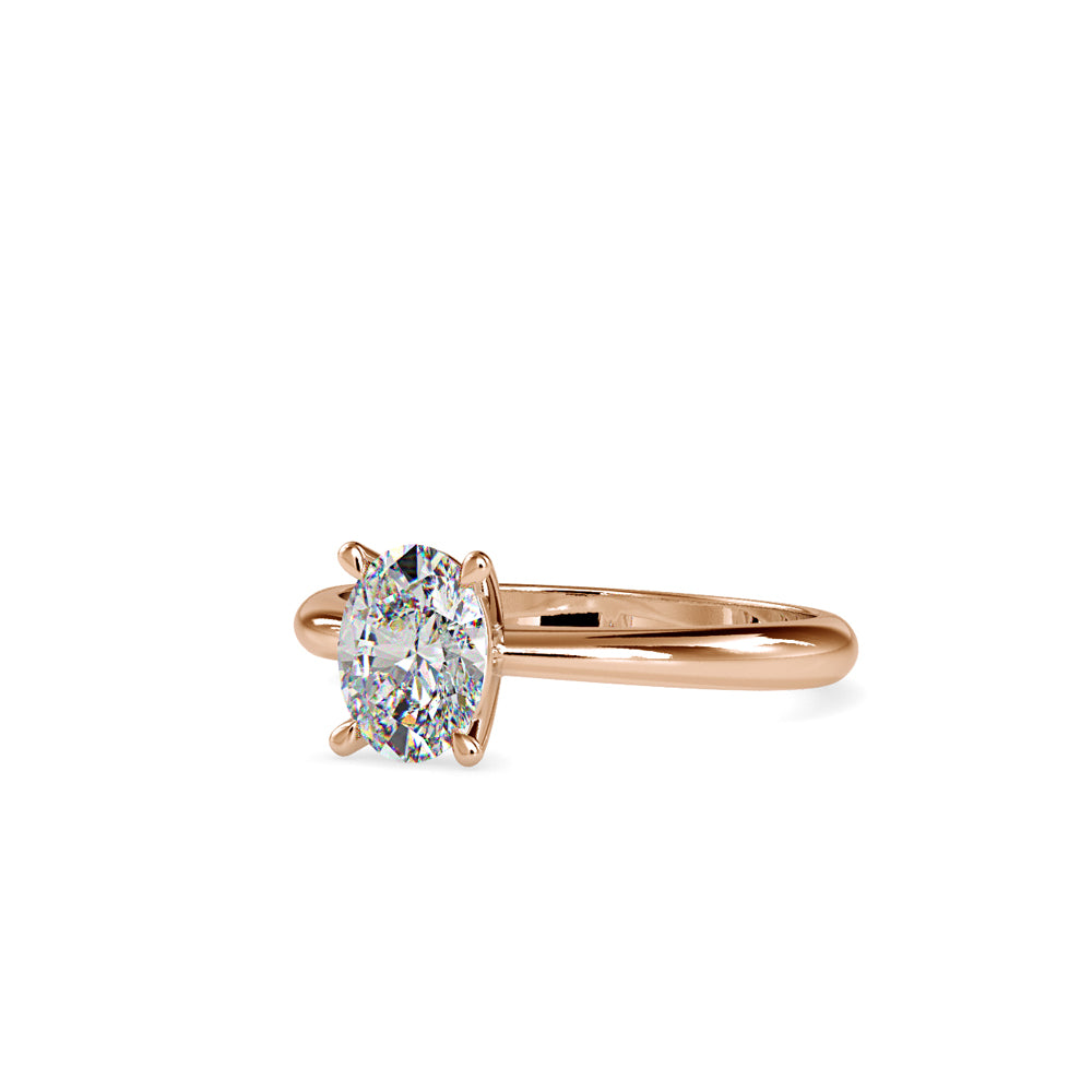 SKU: 0016 (10K) Oval Diamond Solitaire Ring in Rose Gold.