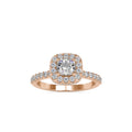 SKU: 0017 (14K) Double Halo Milgrain Cushion Cut Ring in Rose Gold.