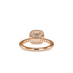 SKU: 0017 (22K) Double Halo Milgrain Cushion Cut Ring in Rose Gold.