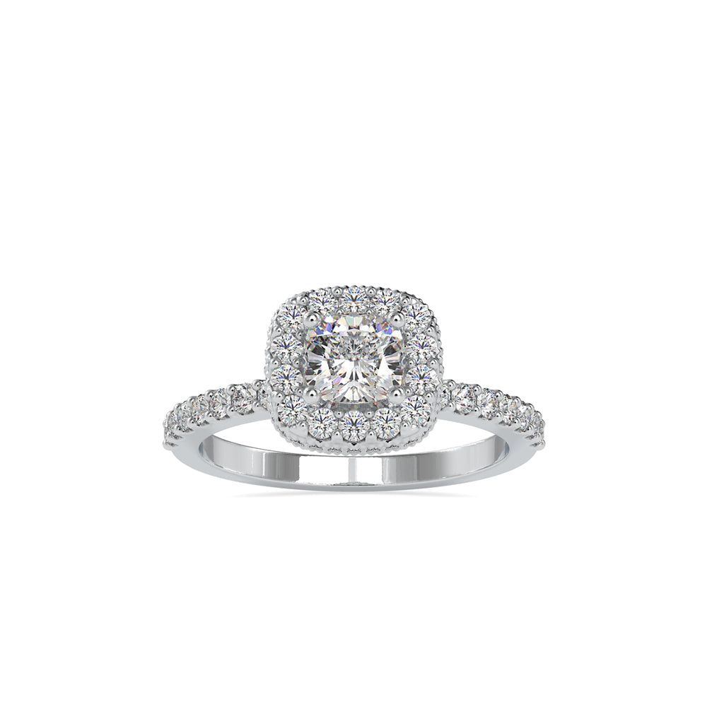 SKU: 0017 (14K) Double Halo Milgrain Cushion Cut Ring in Rose Gold.