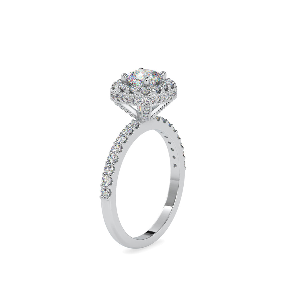 SKU: 0017 (10K) Double Halo Milgrain Cushion Cut Ring in Rose Gold.