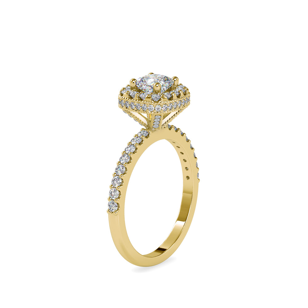 SKU: 0017 (18K) Double Halo Milgrain Cushion Cut Ring in Rose Gold.