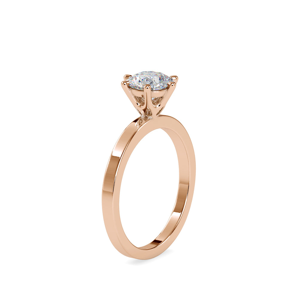 SKU: 0020 (18K) Unique Six-Prong Solitair Engagment Ring in Rose Gold.