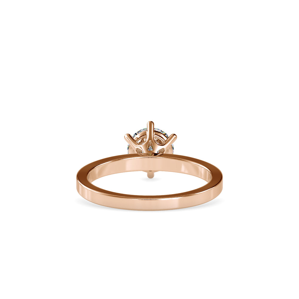 SKU: 0020 (10K) Unique Six-Prong Solitair Engagment Ring in Rose Gold.