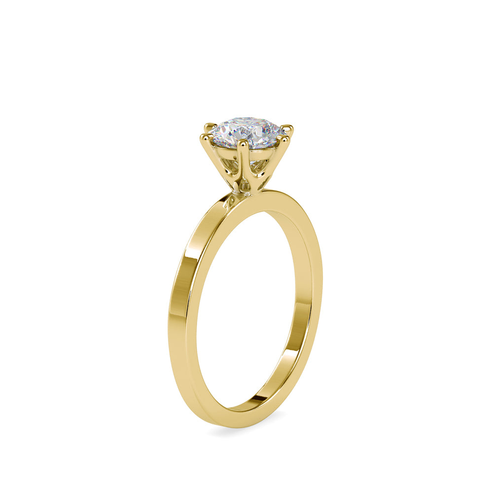 SKU: 0020 (14K) Unique Six-Prong Solitair Engagment Ring in Rose Gold.