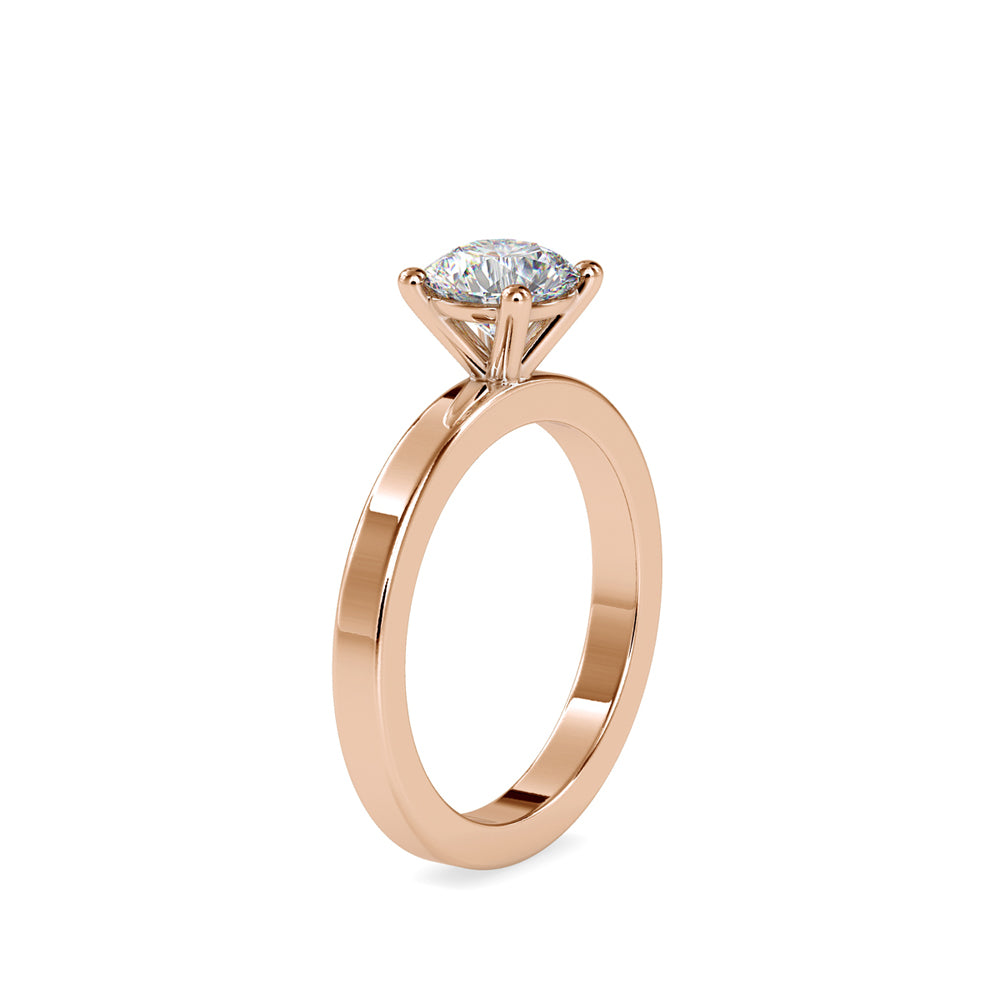 SKU: 0021 (10K) Classic four-Prong Solitaire Engagment Ring in Rose Gold.