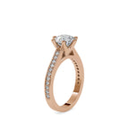 SKU: 0023 (18K) Six-Prong Round Diamond Pave Ring in Rose Gold.