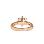 SKU: 0023 (10K) Six-Prong Round Diamond Pave Ring in Rose Gold.