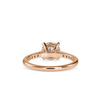 SKU: 0024 (18K) Four-Prong Round Diamond Pave Engagment Ring in Rose Gold.