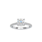 SKU: 0024 (22K) Four-Prong Round Diamond Pave Engagment Ring in Rose Gold.