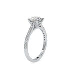 SKU: 0024 (14K) Four-Prong Round Diamond Pave Engagment Ring in Rose Gold.