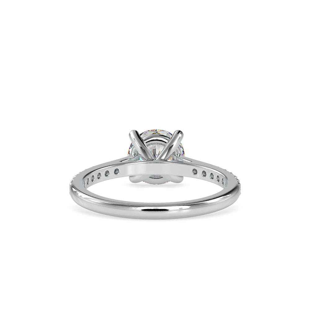 SKU: 0024 (22K) Four-Prong Round Diamond Pave Engagment Ring in Rose Gold.