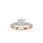 SKU: 0025 (10K) Four-Prong Diamond Engagment Ring in Rose Gold.
