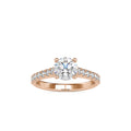 SKU: 0025 (18K) Four-Prong Diamond Engagment Ring in Rose Gold.