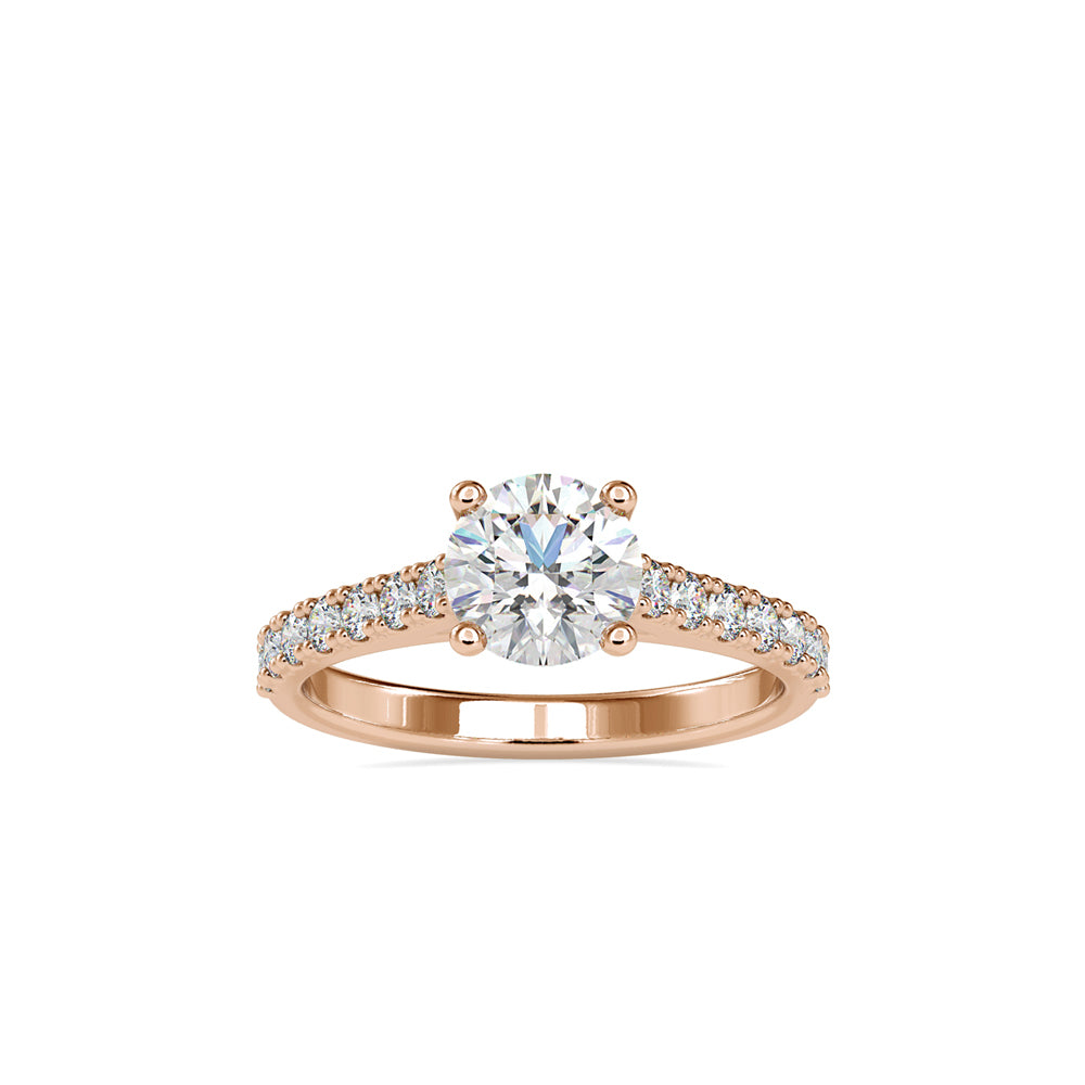 SKU: 0025 (22K) Four-Prong Diamond Engagment Ring in Rose Gold.