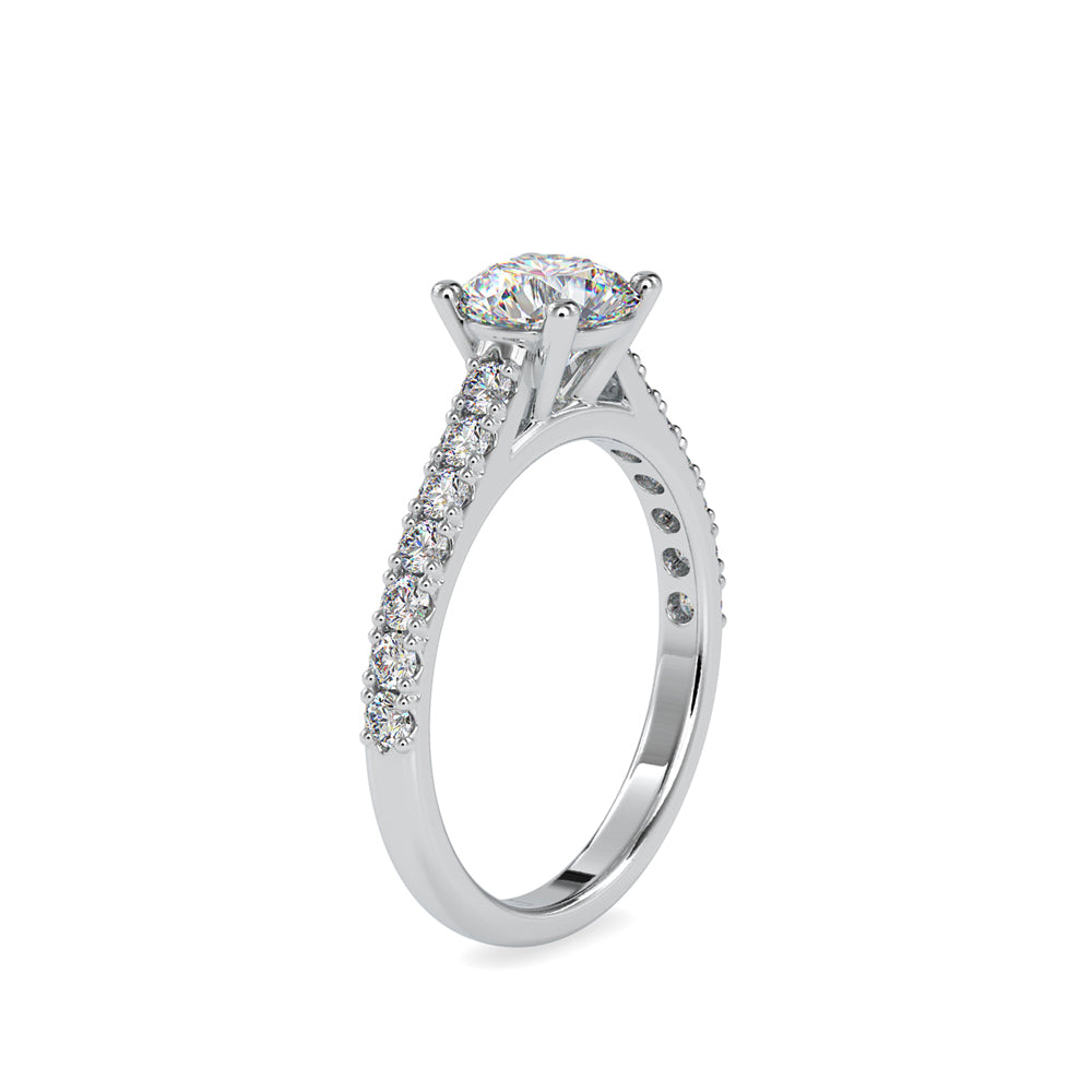 SKU: 0025 (14K) Four-Prong Diamond Engagment Ring in Rose Gold.