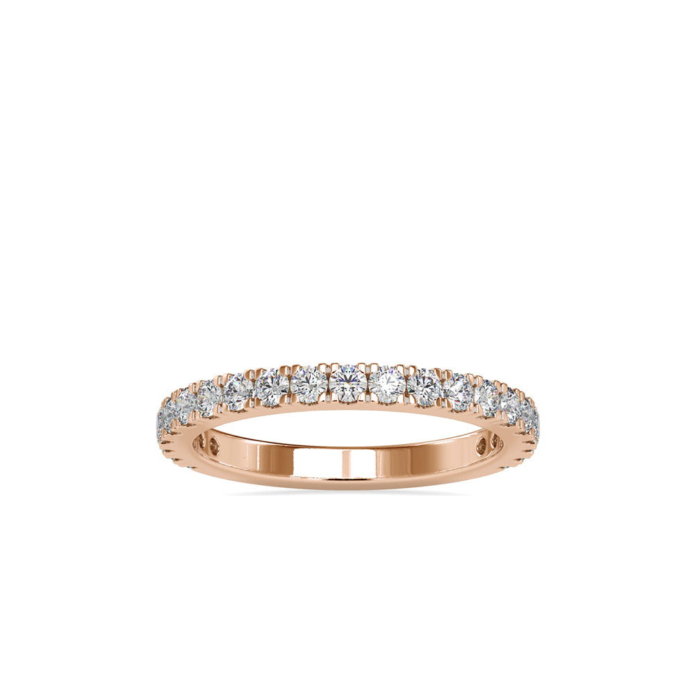 SKU: 0026 (14K) Diamond Bead-Set Wedding Band in Rose Gold.