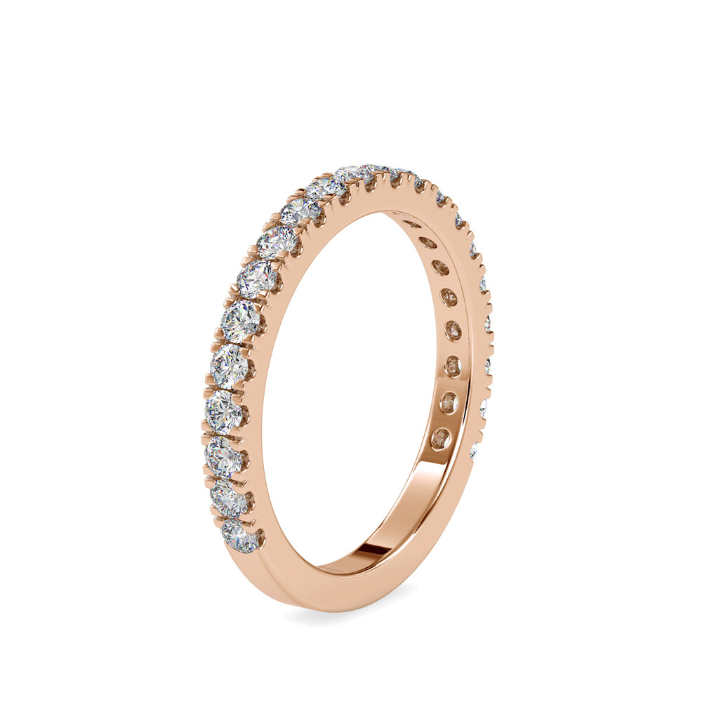 SKU: 0026 (22K) Diamond Bead-Set Wedding Band in Rose Gold.