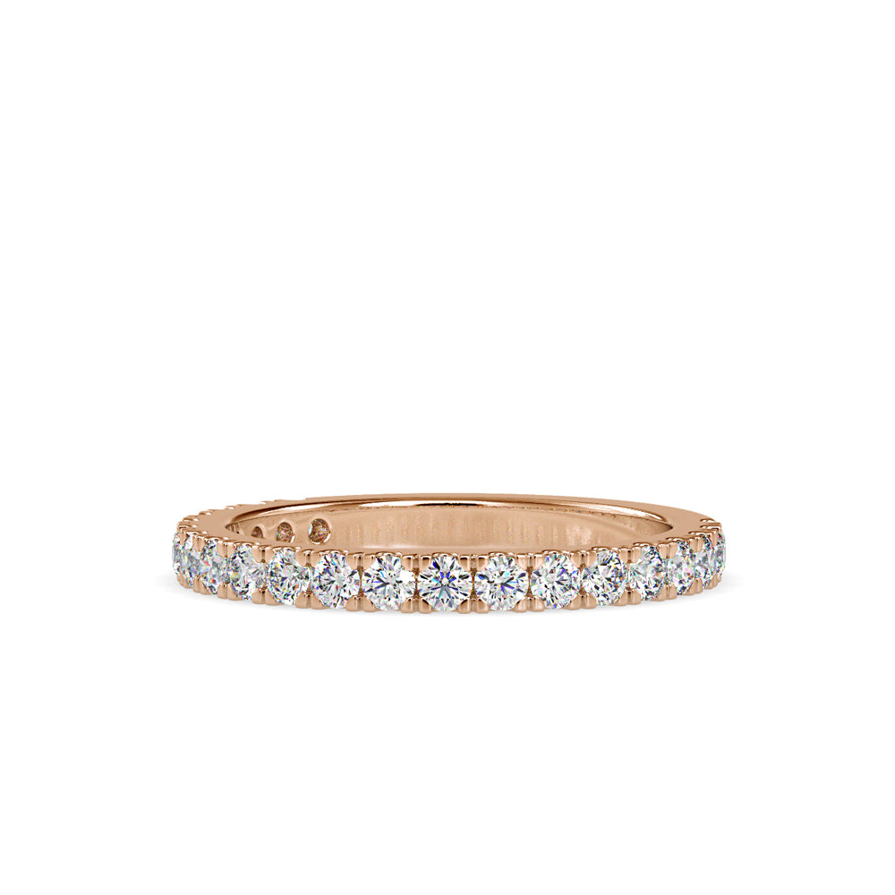 SKU: 0026 (14K) Diamond Bead-Set Wedding Band in Rose Gold.