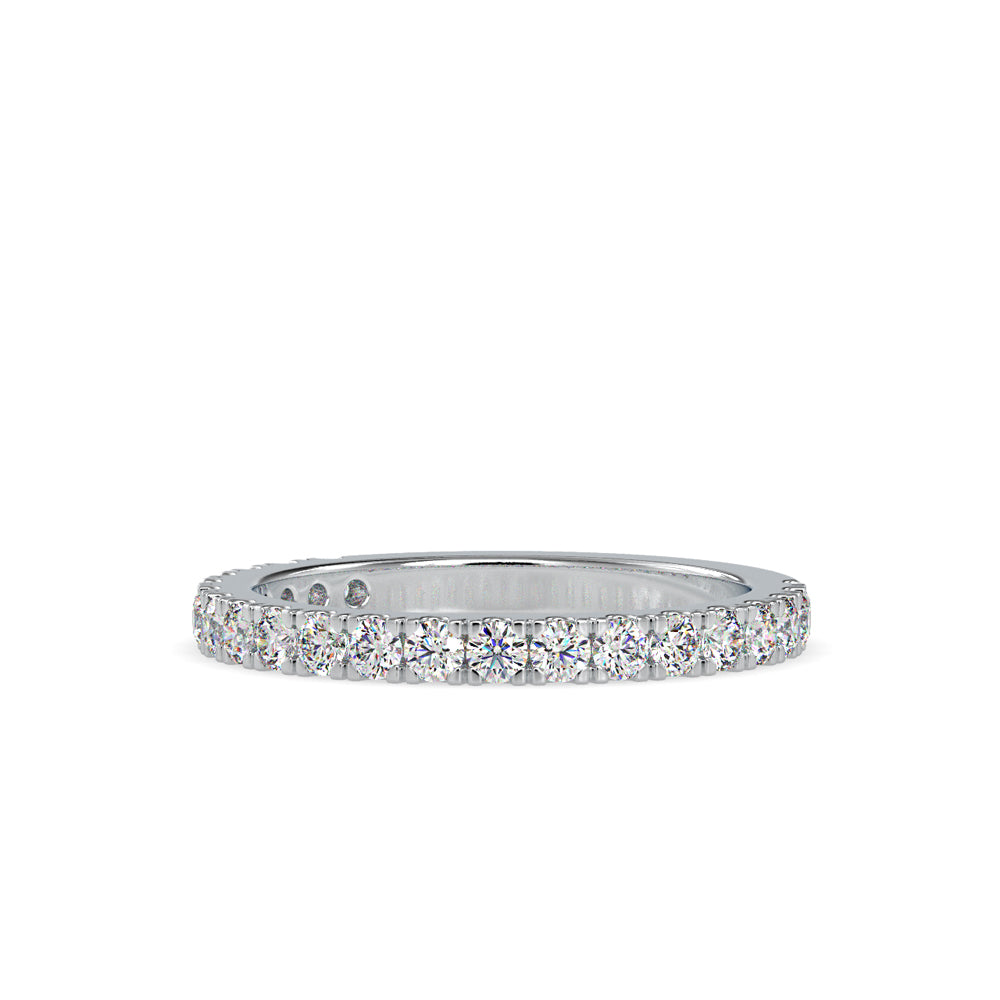 SKU: 0026 (18K) Diamond Bead-Set Wedding Band in Rose Gold.
