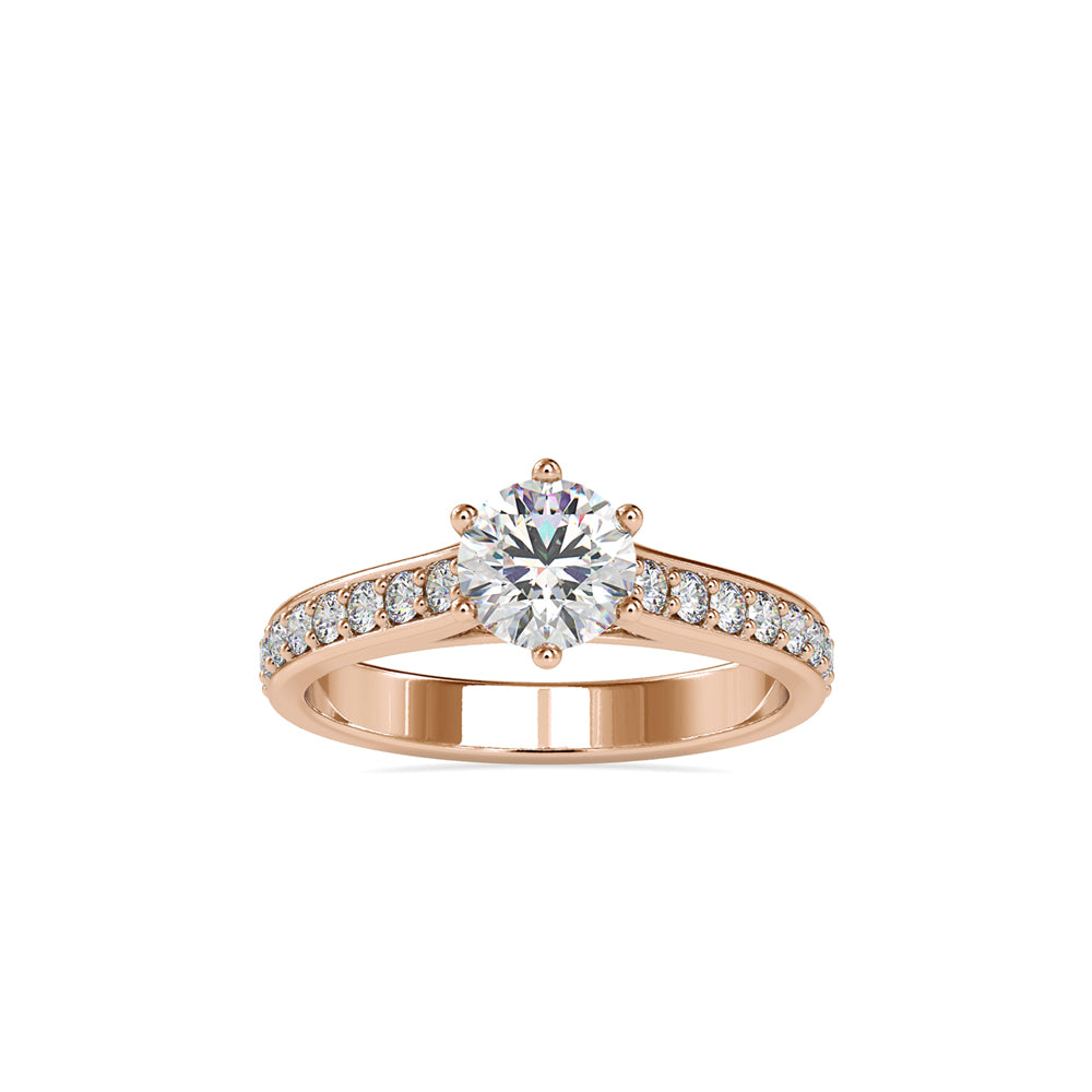 SKU: 0027 (10K) Six-Prong Diamond Engagment Ring in Rose Gold.
