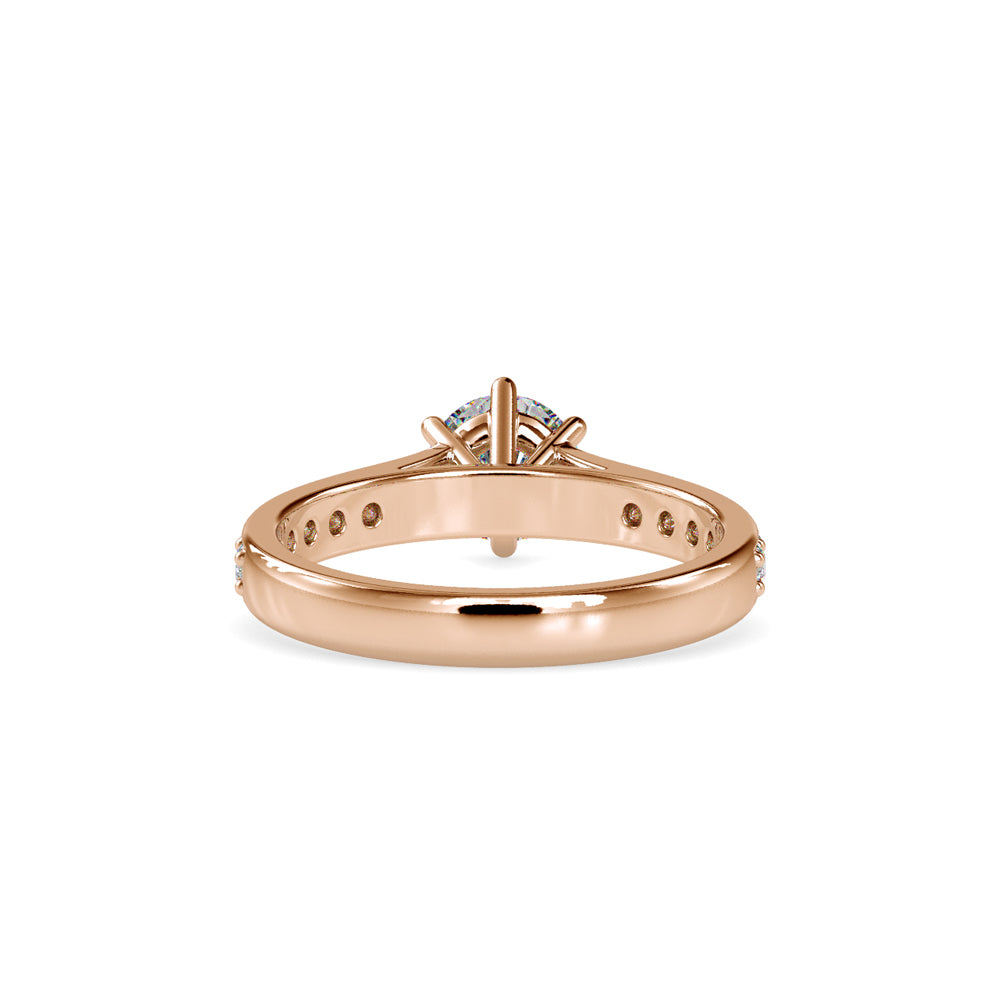 SKU: 0027 (14K) Six-Prong Diamond Engagment Ring in Rose Gold.