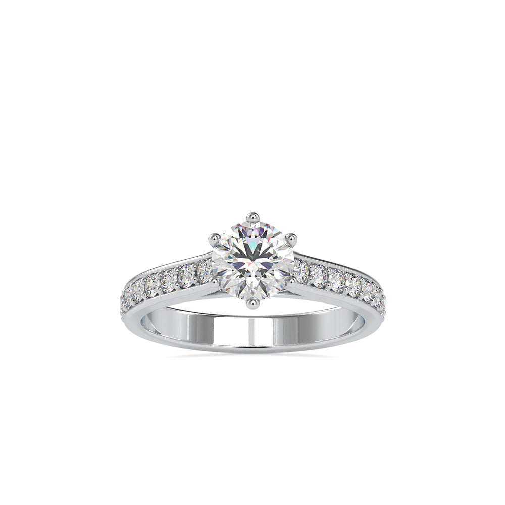 SKU: 0027 (10K) Six-Prong Diamond Engagment Ring in Rose Gold.