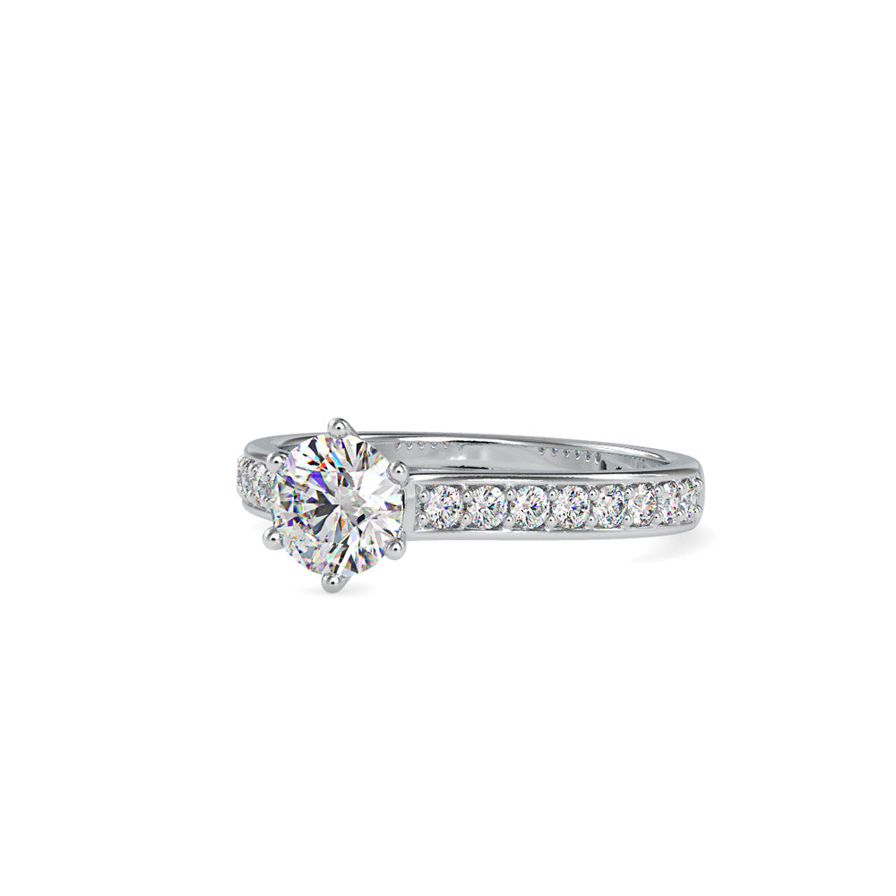SKU: 0027 (14K) Six-Prong Diamond Engagment Ring in Rose Gold.