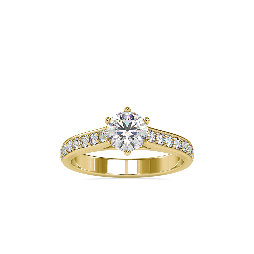 SKU: 0027 (14K) Six-Prong Diamond Engagment Ring in Rose Gold.
