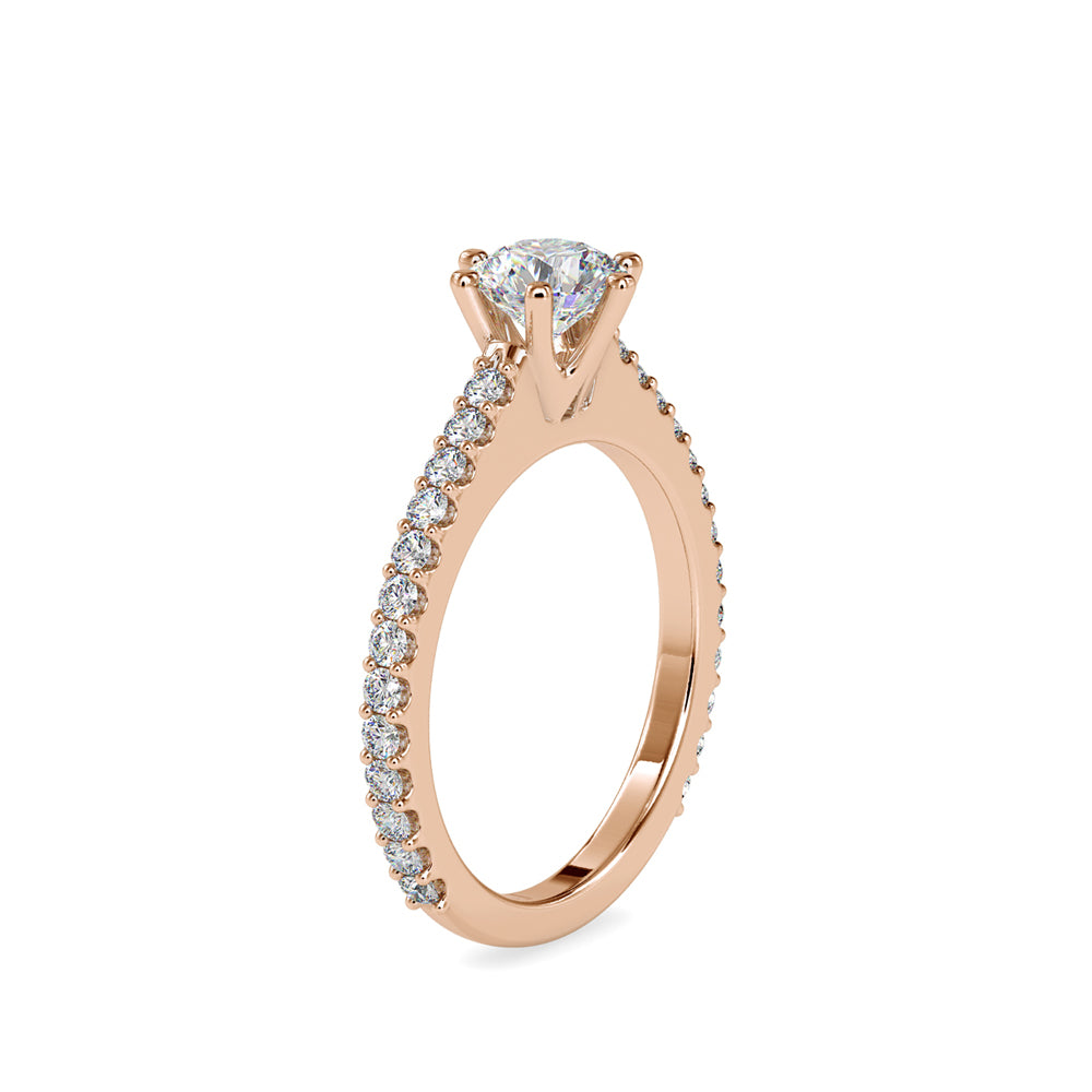 SKU: 0028 (14K) Six-Prong Solitaire Engagment Ring in Rose Gold.
