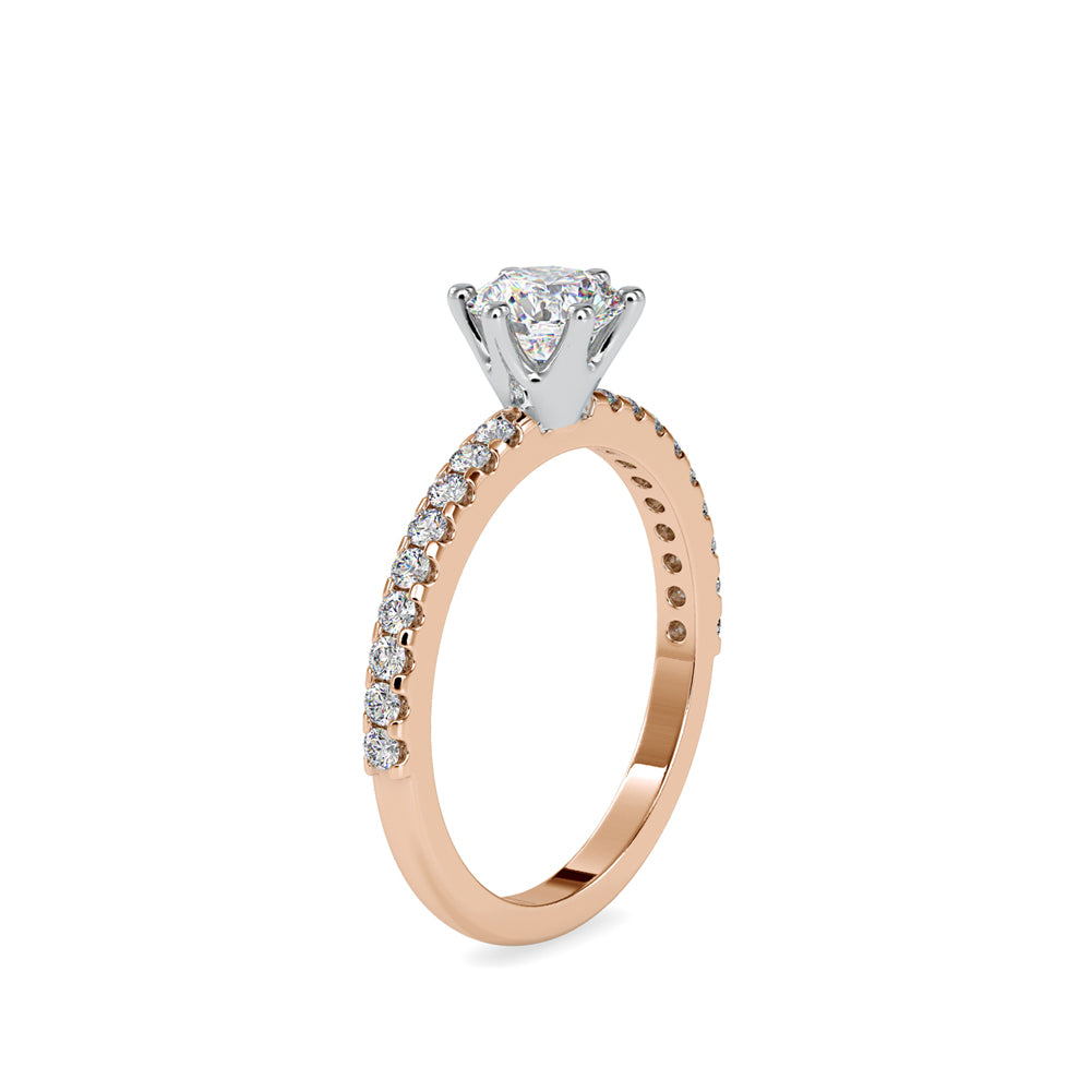 SKU: 0029 (14K)  Classic Solitaire With Two-Tone Engagment Band.
