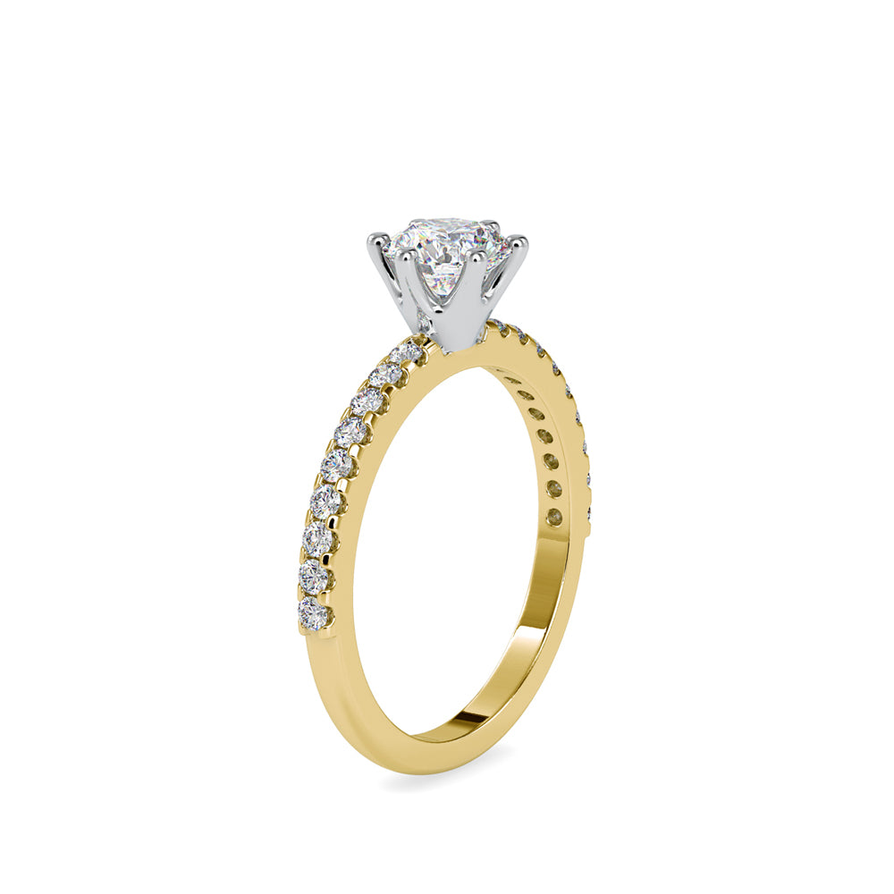SKU: 0029 (18K)  Classic Solitaire With Two-Tone Engagment Band.
