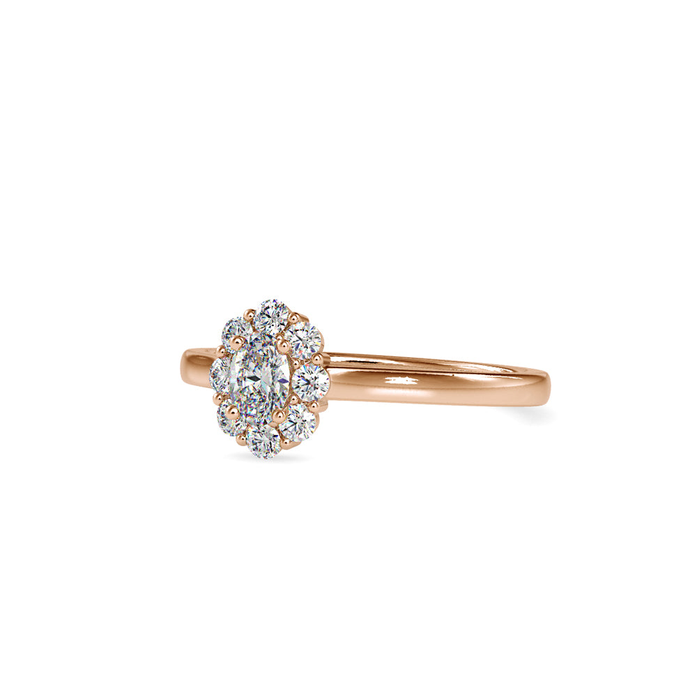 SKU: 0030 (14K) Oval Cluster Engagment Ring in Rose Gold.
