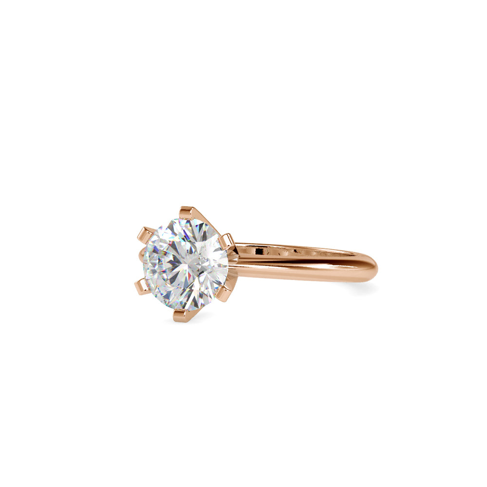 SKU: 0032 (22K) Unique Six-Prong Solitaire Ring in Rose Gold.