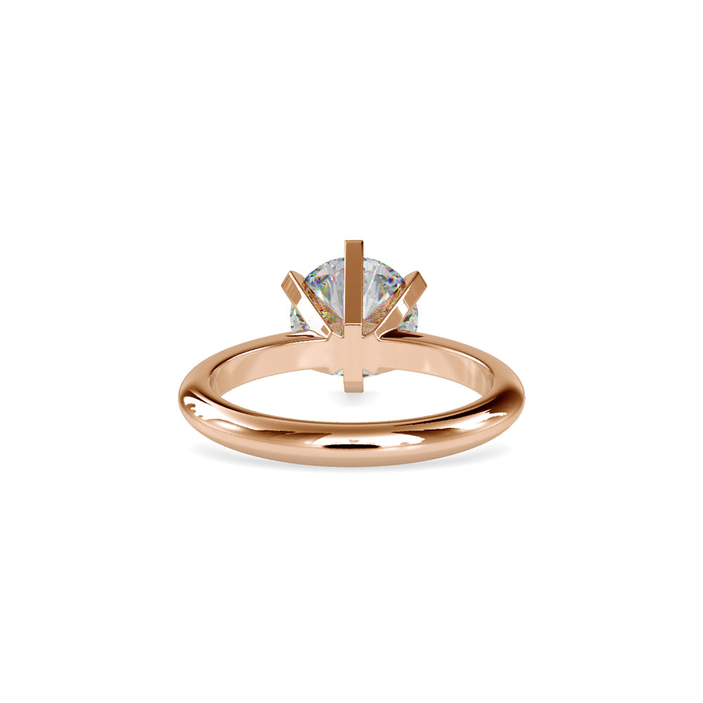 SKU: 0032 (18K) Unique Six-Prong Solitaire Ring in Rose Gold.