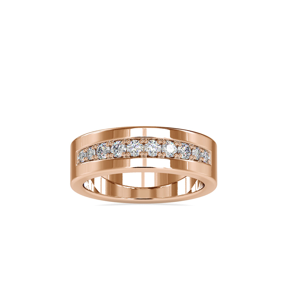 SKU: 0034 (10K) Wide Wedding Band With Diamonds in Rose Gold.