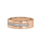 SKU: 0034 (22K) Wide Wedding Band With Diamonds in Rose Gold.