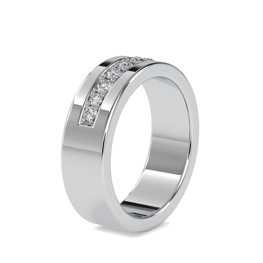 SKU: 0034 (14K) Wide Wedding Band With Diamonds in Rose Gold.