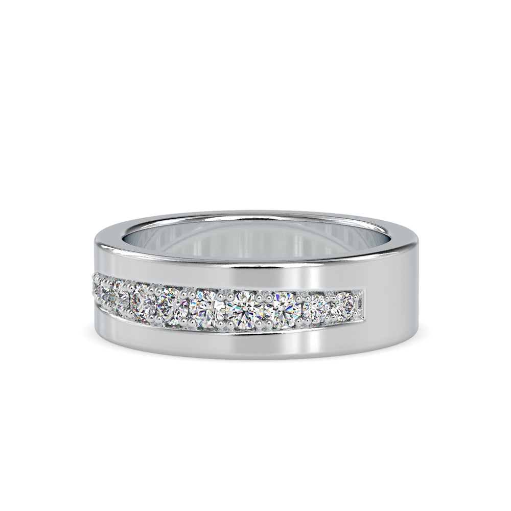 SKU: 0034 (14K) Wide Wedding Band With Diamonds in Rose Gold.