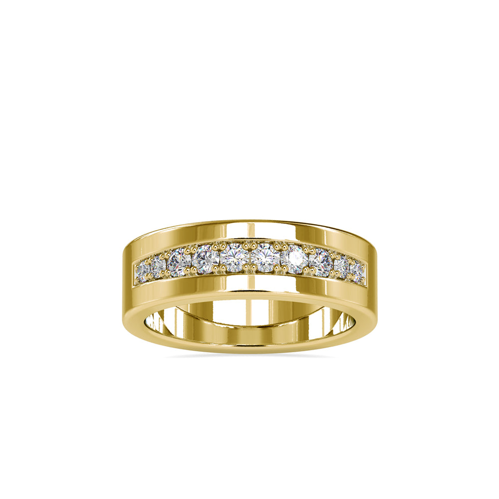 SKU: 0034 (10K) Wide Wedding Band With Diamonds in Rose Gold.