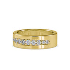 SKU: 0034 (14K) Wide Wedding Band With Diamonds in Rose Gold.
