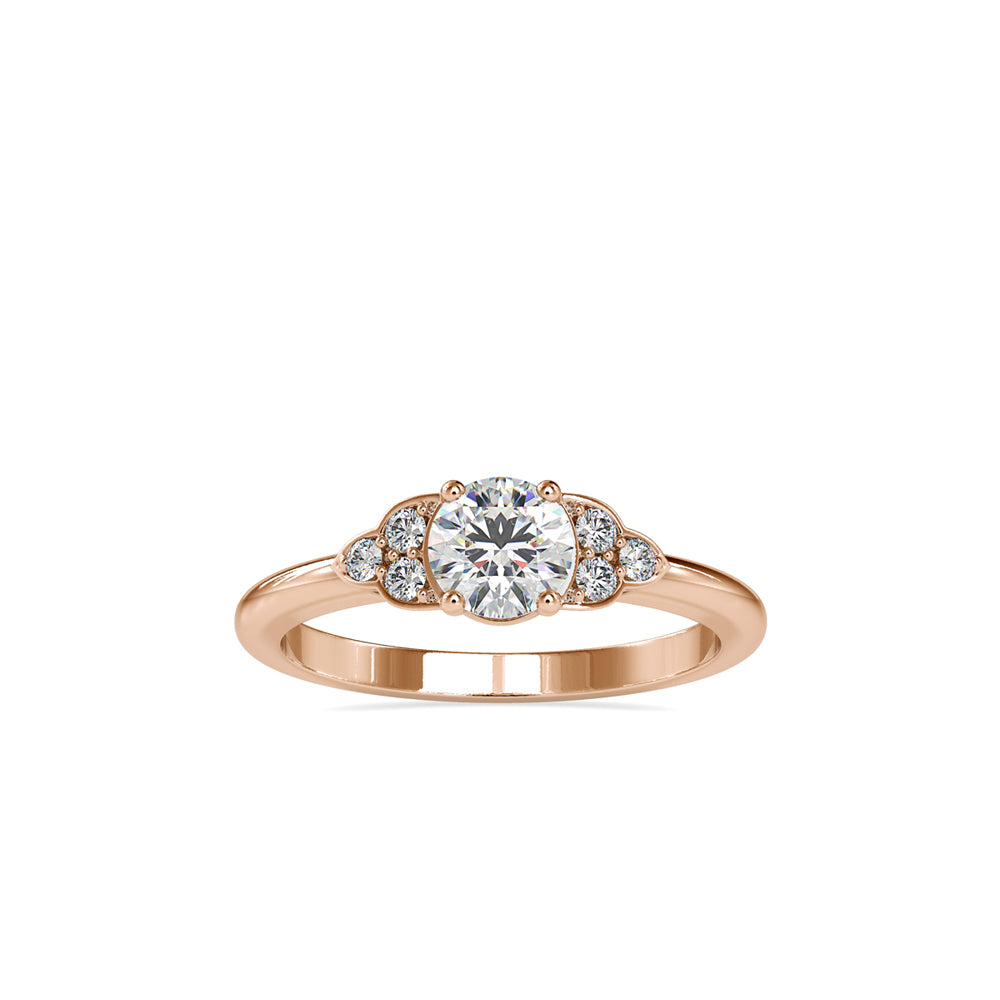 SKU: 0035 (14K) Elegant Floral Engagment Ring in Rose Gold.